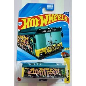 Hot Wheels Ain't Fare Art Cars Bus Diecast 1:64 Blue Yellow Multicolor